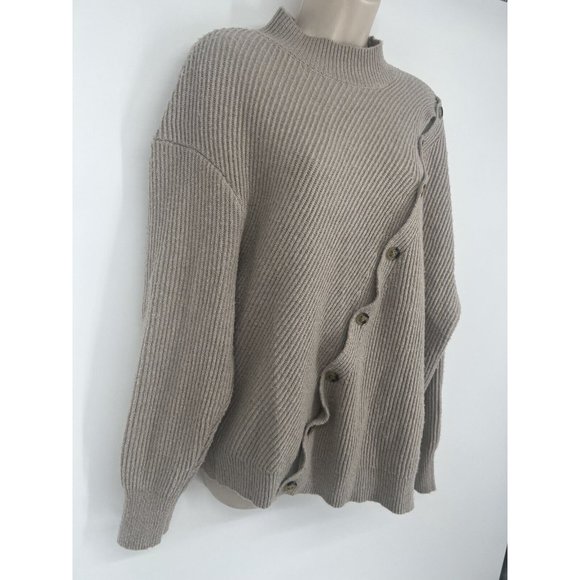 Women’s ASTR the label Button Slit Front Sweater Taupe Size XL - Picture 3 of 7
